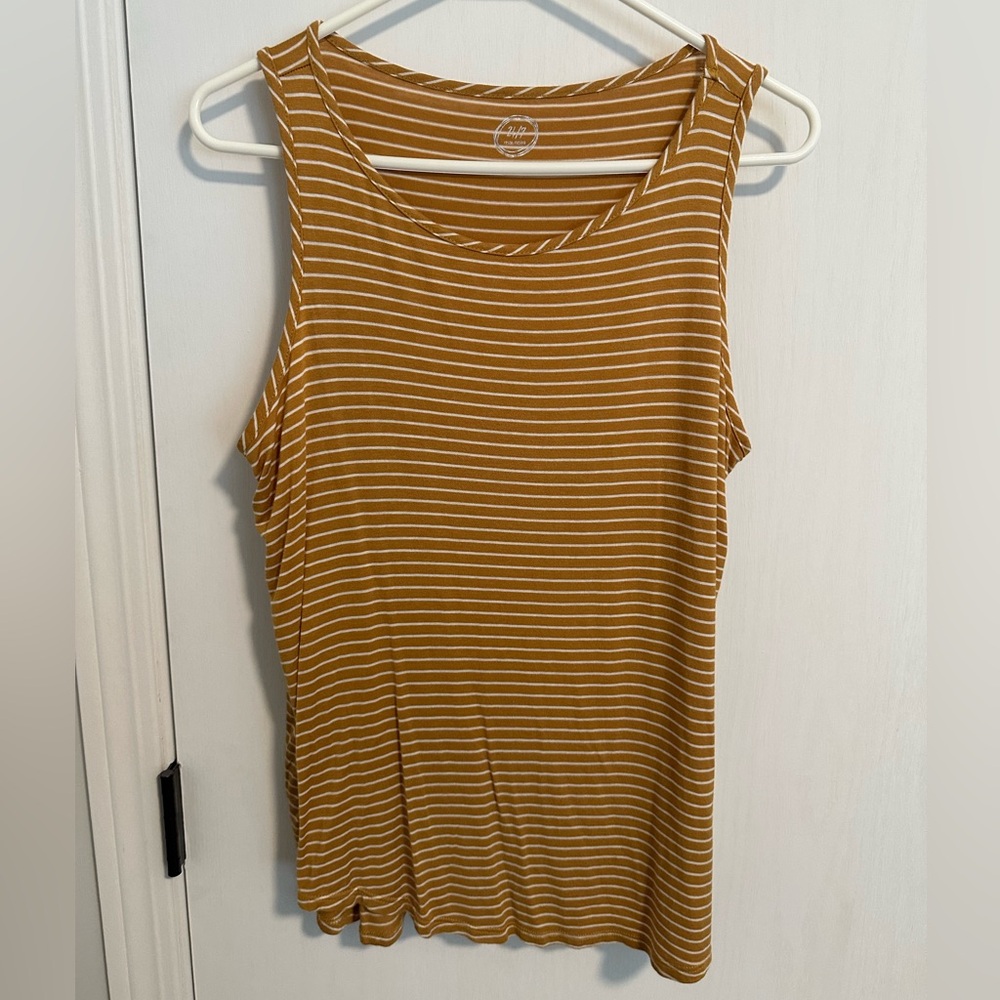 Maurices Mustard and White Striped Tank Top
